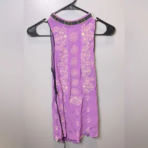 Free People Sunset Kisses Embroidered Lilac Sheer Tunic Top‎ Dress Purple Size M thumbnail 3
