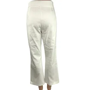 Zara White Flared High Waist Crop Formal Career Office Dress Pants Trousers Sz L thumbnail 3