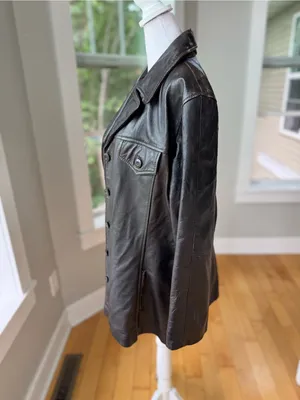 Vintage Maxima Wilson’s Leather Distressed Brown Leather Button-Front Jacket XL thumbnail 3