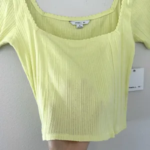 NWT O'Neill 100% Cotton Lemon Yellow Crop Top Sz S Scalloped Hem Square Neck thumbnail 6