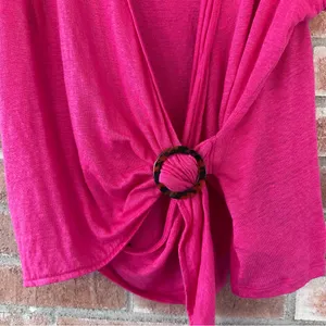 Banana Republic Linen Y2K Top Women’s XL Wrap Pink Tortoiseshell Ring Resort thumbnail 3