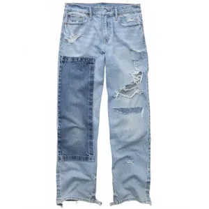 AE Strigid Low-Rise Baggy Straight Jean American Eagle NWT Light Repair 00S thumbnail 4