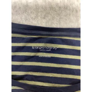 Liz Lange Maternity Target Striped Short Sleeve Ruched T-Shirt Navy Green S NEW‎ thumbnail 2