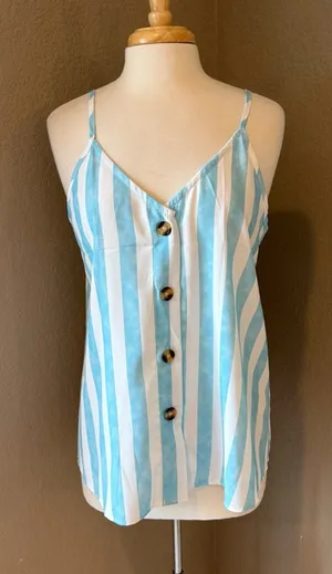 Striped Blue and White Button thumbnail 1