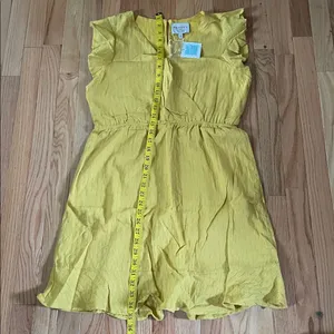 Hayden Mini Dress Womens Large Yellow Ruffle Sleeve Casual Boho Cottagecore NWT thumbnail 7