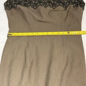Jones New‎ York Dress Womens 4 Taupe Brown Crochet Lace Yoke Sheath Cap Sleeve thumbnail 9