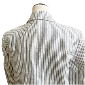 Zara Women’s Striped Linen Blend Boyfriend Blazer Size Medium Two Button Blue thumbnail 7