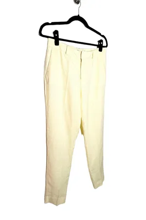 Mango Linen Straight Pants in Yellow Size 4 thumbnail 6
