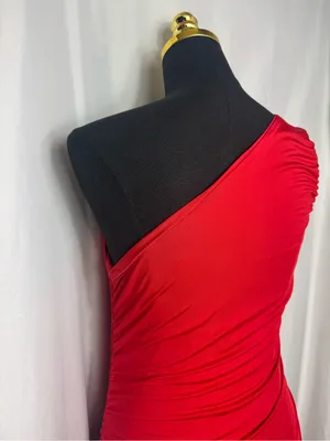 One-Shoulder Red Ruched Bodycon Dress party fits elegant low luxury XL thumbnail 7