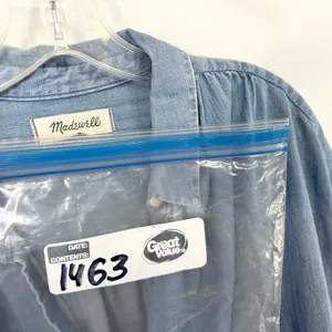 Madewell Large Chambray Top Button Down Shirt Light Blue Cotton Denim 1463 thumbnail 9