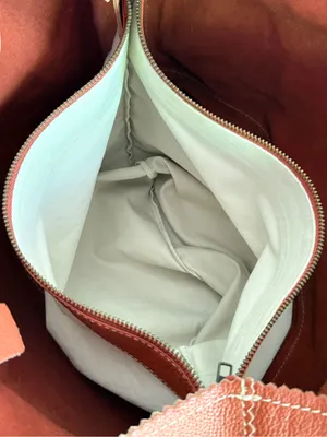 Crate & Barrel Pebbled Leather Tote Bag Orange Slouchy 2016 Limited Release thumbnail 7