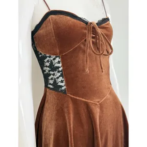 Urban Outfitters Brown Velvet Lace Corset Sleep Dress Fairycore Whimsigoth S thumbnail 6