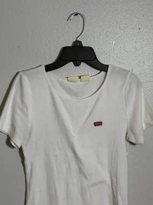 Levi's Women's Ribbed Minimalist White Perfect Crewneck Short-Sleeve Tee size S‎ thumbnail 3