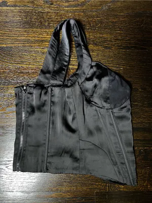 Princess Polly Rowley Black Corset Top Cropped Silky Size 4 thumbnail 6