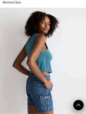 Madewell Sleeveless Crop Tank Top - Teal thumbnail 2