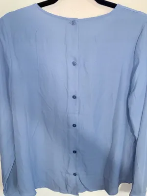 Maurices Delton Blouse Solid Light Blue Button Back Long Sleeve thumbnail 7