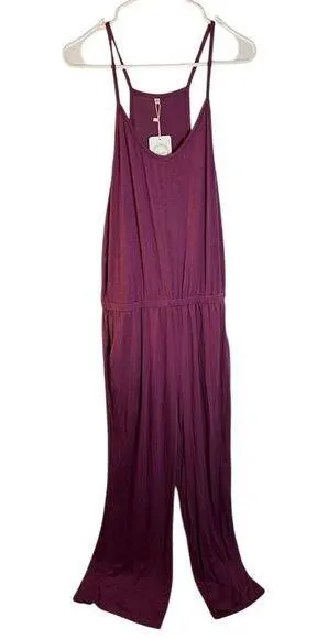 Women's Sleeveless Spaghetti Strap Jumpsuit Purple Size L Standard Casual thumbnail 1