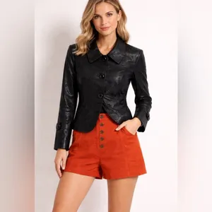 Free People High Waist Orange Rust Button shorts small thumbnail 6