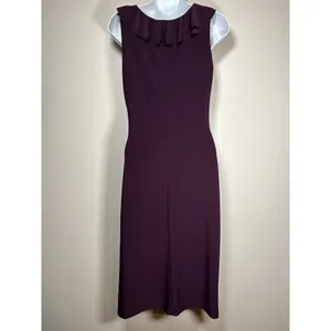 Lauren Ralph Lauren Dress Purple Ruffle‎ V-Neck Sleeveless Sheath Classic Size 4 thumbnail 4