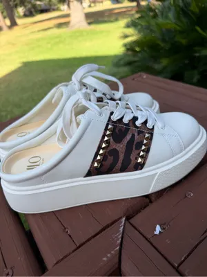 JLO Jennifer Lopez Eydie White Leopard Studded Mule Sneakers Size 8.5 thumbnail 6