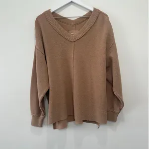 Aerie Wonder Texture Oversized V-Neck Knit Pullover Sweater Size Medium thumbnail 8