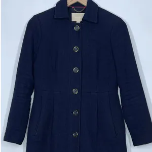 Banana Republic‎ Navy Coarse Cotton Weave Button Front Overcoat Women's XS thumbnail 3