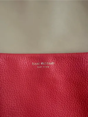 Isaac Mizrahi Pale Red and Tan Leather Tote thumbnail 6