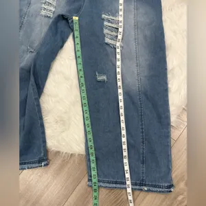 Women's Distressed Blue Denim Overalls (Oversize) Size L thumbnail 5