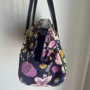 Vera Bradley Bird Floral Print Satchel Purse Blue thumbnail 5