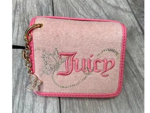 Juicy Couture Pink Velour Wallet with Rhinestone Logo & Butterfly Charm thumbnail 4