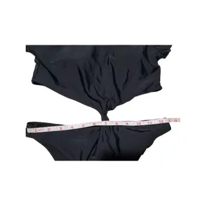 Black Short Sleeve Front Knot One Piece Swimsuit M 8 10 NWOT thumbnail 12