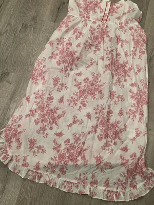 Laura Ashley NWT Floral White & Pink Sleeveless Cotton Dress With Ruffle small thumbnail 8