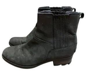 Sorel Lolla Black Leather Chelsea Ankle Boots Womens Size 8.5 NL3078-010 thumbnail 1