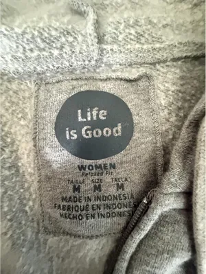 Life is Good Gray Zip-Up Hoodie with Front Print thumbnail 7