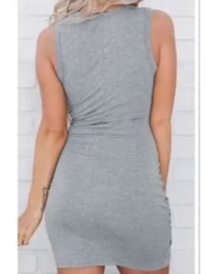 Gray Twist-Front Cutout Bodycon Mini Dress Size M NWT thumbnail 3