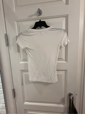 L'AGENCE White Ribbed Short Sleeve Tee thumbnail 3