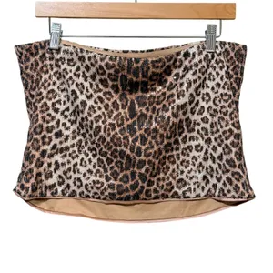 Peppermayo Leopard Print Sequin Tube‎ Top Strapless Brown Gold Womens 12 Large thumbnail 3