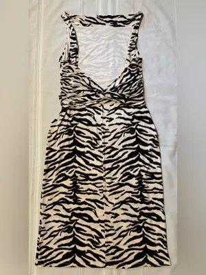 H&M Midi Dress Zebra Print Size L Women’s Black and Cream NWT thumbnail 7