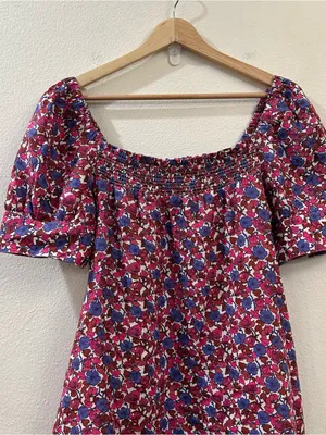 J.Crew Afternoon Linen Dress in Berry Floral Size Medium thumbnail 5