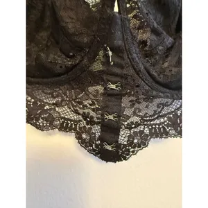 Victorias Secret Black‎ Floral Lace Longline Underwire Bra 36DD thumbnail 3