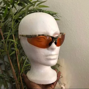 Y2K Green Camo Orange Shield Oversize Sunglasses Streetwear Grunge Baddie Trendy 2000s thumbnail 2