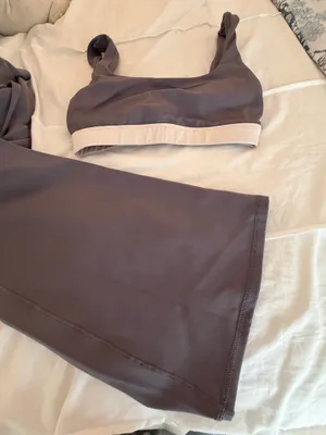 PACSUN 1980 Grey/Mauve Sports Bra & High-Waist Ruched Leggings Set thumbnail 2