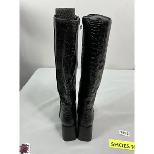 Womans New Pomoxilkn Knee High Riding Boots Size 6 Black Block Heel Side Zip thumbnail 4