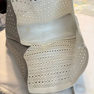 Saks Fifth Avenue Silver Laser Cut Tote Bag Reusable Shopping Bag thumbnail 11