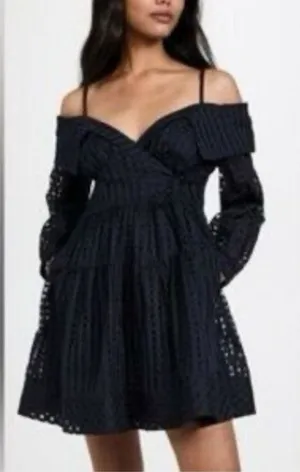 Jonathan Simkhai Navy‎ Blue Fit & Flare Dress Side Zip Size M Mini thumbnail 1