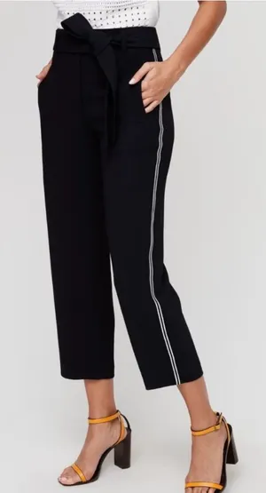 Wilfred Aritzia Black Jallade Belted White Striped Cropped Trousers thumbnail 1