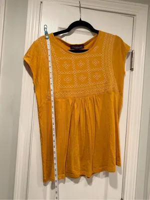 NWT Gloria Vanderbilt Size XS Embroidered Babydoll Peasant Top Short Sleeve Boho thumbnail 6