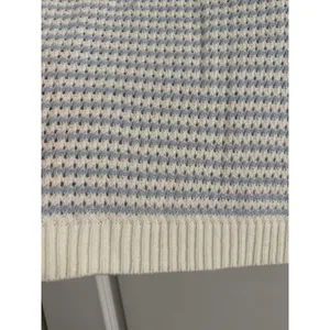Knit Mix Blue White Striped Sweater Vest Sleeveless Knit Coastal Preppy Small thumbnail 3