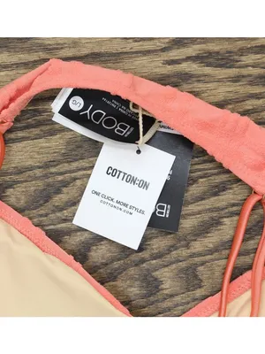 NWT Cotton On Women's Super Scoop-Neck Bikini Top 6338112-19 Shell Pink Terry L thumbnail 8