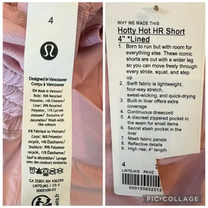 Lululemon Hotty Hot High Rise Shorts Women’s Size 4 Pink Haze 4” Lined Run NEW thumbnail 7